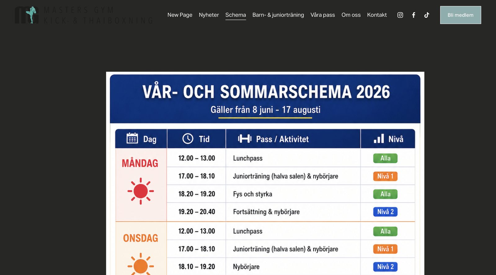 Old schedule section